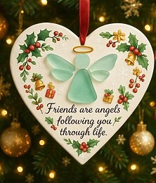 economico -decorazione dell'amicizia in vetro di mare a forma di cuore, ricordo senza tempo dell'amicizia a forma di cuore, ornamenti da appendere all'albero di Natale, ricordo di ornamento a forma di cuore,