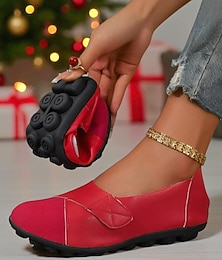 levne -Dámské červené flexibilní skládací balerínky s měkkou podrážkou a pohodlným nazouváním, lehké boty pro volný čas na Vánoce, do práce, na cestování &každodenní nošení