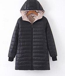 preiswerte -Damen Wintermantel Sherpa-Jacke Kapuzenjacke Warm Bequem Reißverschluss Tasche Lässig Einfach Outdoor Urlaub Ferien Ausgehen Regulär Mit Kapuze Normale Passform Langarm Oberbekleidung Marineblau