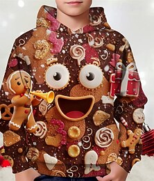 levne -Vánoce Chlapecké 3D Grafika Perník muži Kapuce Dlouhý rukáv Jaro Podzim Módní Šik ven Děti 4-12 let Kapuce Venkovní Ležérní Denní Běžný