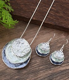 preiswerte -Damen-Set mit mehrlagiger Halskette und Ohrhängern im Bohème-Stil – schillerndes Muscheldesign, Statement-Schmuck für Freizeit- und Party-Outfits