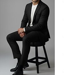 halpa -Miesten Häät liiketoiminta Tweed -puku Lovikäänne Musta Viininpunainen Juhla Yhtenäinen Normaali istuvuus 2-osainen setti Yksirivinen kaksi nappia