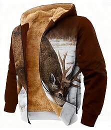 economico -Per uomo Cervo Pile Felpa con Cappuccio Giacca di pelle Felpa Classico Militare Da caccia Manica Lunga Girocollo All'aperto Campeggio Nero Borgogna Con zip Autunno Inverno progettista S M L XL 2XL 3XL