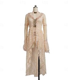 halpa -pitsi röyhelö frakki keskiaikainen renessanssi vintage mekko naisten puku vintage cosplay juhla pitkähihainen mekko naamiainen