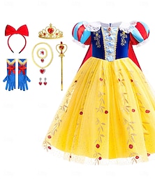 Недорогие -Дети Девочки Платье Сплошной цвет С короткими рукавами Выступление Для вечеринок Мода Милая Полиэстер Лето Весна 4-12 лет РА69+СА124 РА69+ПС272 РА69+Ф23