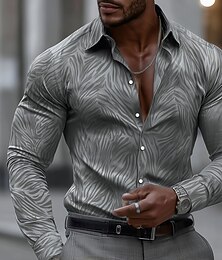 economico -Per uomo Motivo Geometrico Arte astratta Camicia Camicia in raso Camicia elegante Manica Lunga Moda Casual Vacanza Abbigliamento Quotidiano Estate Primavera Autunno Collo ripiegato Stampa 3D Camicie
