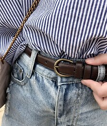 billige -Dame Belte Kunstlær Svart Brun kaffe Midjebelte Gate Helg Ren farge