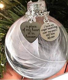 abordables -Adorno conmemorativo navideño de 6 cm. Un trocito de mi corazón está en el cielo. Decoración colgante con forma de corazón de plumas. Adorno para conmemorar la pérdida de un ser querido. Regalo