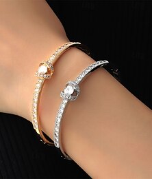 abordables -Zirconia Cúbica Clásico Mini Elegante Personalizado De moda Cromo Pulsera pulsera Plata / Dorado Para Boda Fiesta Pedida Fiesta de baile