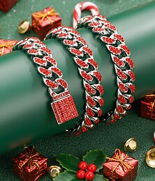 preiswerte -Weihnachtskette für Herren mit Legierung und Zirkoniasteinen, mehrere Farben, perfekt für die Feiertage und als festliches Geschenk