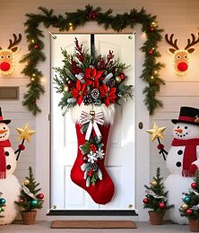 levne -Vánoce Plakáty Kryt dveří Venkovní bannery Sněhulák Punčocháče Roztomilý 3D Večírek Koleje Pokoj pro teenagery kolej na vysoké škole Ložnice bratrstva pro chlapy Střelecké pozadí Bytové dekorace