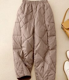 baratos -Mulheres chinês Moda Roupa de rua Básico Comprimento total Cintura Alta Tecido Bolsos Cintura elástica Confortável Macio Sem Elasticidade Ao ar livre Férias Rua Preto Branco Camelo Primavera Outono