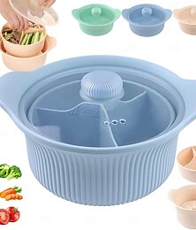 halpa -42oz mikroaaltouunin silikonihöyrystin 3 lokeroa, 4 yhdessä silikonihöyrystin keittoastioissa kahvalla kansi vihanneksille, kalalle, aterialle, vauvanruoalle, uunille &konepesun kestävä, helppo