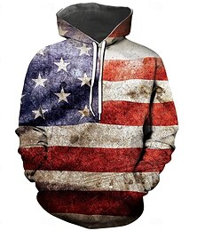 abordables -Homme Drapeau Américain Sweat à capuche Quotidien street style À capuche Vacances Soirée Vêtements de rue Rouge 4 Rouge 3 Impression Automne Hiver Designer