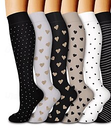 economico -Per donna Calzettoni All'aperto Quotidiano Ferie Cuore Poliestere Essenziale Classico Casual Elastico Caldo 6 Paia