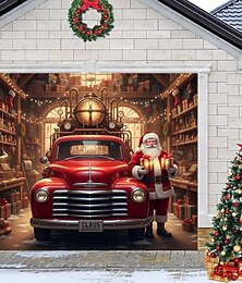 olcso -karácsony garázsajtó borító mikulás ház nagy függő háttér kültéri ünnep party dekoráció 3d ünnepi fal banner udvar otthon karácsonyi jelenet háttér