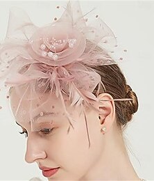 abordables -Fascinators Tulle Chapeau Fedora Mariage Fête du thé Course de Chevaux Cocktail Élégant ancien Simple Avec Plume Casque Couvre-chef