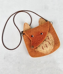 abordables -Sac bandoulière en feutre pour femme, joli sac à bandoulière en forme de renard, sac à main vintage fait main au design animalier pour dames, voyage quotidien décontracté