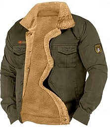 economico -Per uomo Giacca in Pile Giacca Cargo Formale Casa Tattico Tasca Stile Vintage Autunno Inverno Tinta unica Attivo Vintage Regolare Nero Verde scuro Cachi Giacca