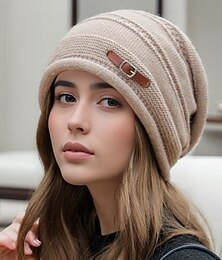 levne -Dámské Čepice Zimní čepice Klobouky bez okraje Větruvzdorné Teplý ulice Denní Víkend Úplet Čistá barva