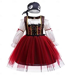 preiswerte -Fluch der Karibik Piratenkleid Hut Kostüm Abenteuerfilm Cosplay Film Cosplay für Mädchen Kinder Halloween Karneval Welttag des Buches Aufführung pädagogische Verkleidung Schulveranstaltung Verkleidung