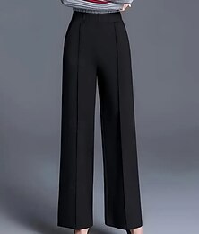 economico -Per donna Dritto Elegante Moda Streetwear Lunghezza intera Vita Alta Semplice Tasca Fascia Elastica Comodo Morbido Confortevole Micro-elastico Formale Lavoro Nero Bianco Vino Marrone Primavera