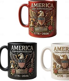 levne -Hrnek k 250. výročí USA, keramický hrnek na kávu o objemu 11 oz oslavuje 250. výročí Spojených států, orel a vlajka symbolizují vlasteneckého dekoratéra, potištěné keramické hrnky na kávu, čaj nebo