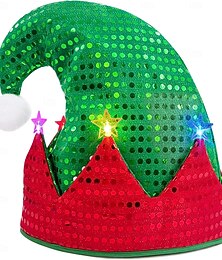 halpa -tonttuhattu kulkusilla, joulupukin hattu, led-valo, lomajuhla-asu, uudenvuoden lahjaideoita ja asusteita