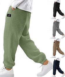 levne -Pánské Vaflová Tepláky Běžci Kalhoty Kalhoty pro volný čas Šňůrky Elastická manžeta Pevná barva Pohodlné Plná délka Venkovní Denní Streetwear Módní Elegantní & moderní Černá Bílá Elastické