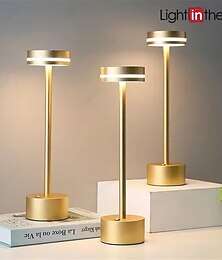 billiga -usb uppladdningsbar retro skrivbordslampa i aluminium - touch control bordsnattlampa 1st