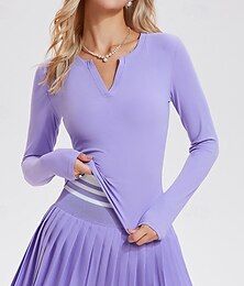 halpa -Naisten Juoksupaita Kuntosali paita Urheilullinen toppi Pitkähihainen Topit Urheilu- ja treenivaatteet V kaula-aukko Yhtenäinen Nopea kuivuminen Lämmin Kuntosali Vaellus Treenata Urheiluasut