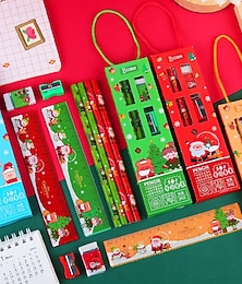 preiswerte -Weihnachten kinder bleistift schreibwaren handtasche 5-in-1 lernen set geschenk box vorschule weihnachten geburtstag geschenk