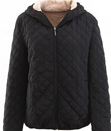 رخيصةأون -نسائي معطف شتوي سترة شيربا مريح متنفس سحاب جيب كاجوال سهل عطلة شارع فضفاض مناسب للبس اليومي سحاب قصيرة مع قبعة عادي كم طويل ملابس خارجية أسود أحمر أرجواني الربيع الخريف