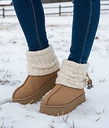 economico -stivali invernali da donna in maglia foderati in pile: comodi e caldi, ideali per il tempo nevoso e le attività all'aperto