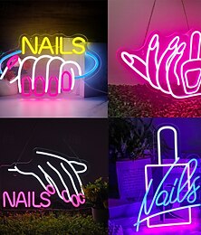 preiswerte -1 pc rosa mädchen finger brief styling licht nagel salon nagel nägel neon dekorative wand licht schlafzimmer atmosphäre licht usb power versorgung dimmbar