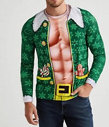 preiswerte -Weihnachten T-Shirt Elf Grafik Neuartige Komisch für Herren Erwachsene 3D-Druck  für Weihnachten Karneval Neujahr Party