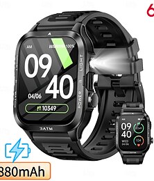 abordables -KT89 Montre intelligente 1.96 pouce Smartwatch Montre Connectée Bluetooth Surveillance de la température Podomètre Rappel d'appel Compatible avec Android iOS Femmes Hommes Longue Veille Appels Mains