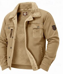 economico -Per uomo Giacca in finta pelle scamosciata Giacca in Pile Giacca Cargo Formale Casa Tattico Tasca Classico Autunno Inverno Tinta unica Attivo Vintage Colletto a Camicia Regolare Nero Marrone Verde