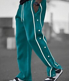 cheap -Men's Wide-leg Sweatpants sport pants Casual Pants with Pockets Split High Waist Bottoms Athleisure Gym Workout Fall Breathable Gym Workout Track Regular Fit Sportswear Activewear Solid Colored Black