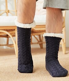 economico -Calzini invernali da uomo in pile, caldi, spessi, antiscivolo, per uso interno e domestico, per adulti