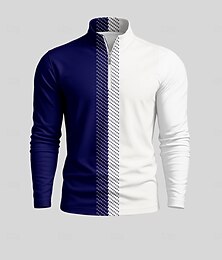 abordables -Homme T-shirt POLO Bleu de minuit manche longue Top Tenue de golf Vêtements Tenues Porter des vêtements
