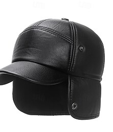 halpa -Miesten Korvaläppähattu Talvihattu Talvihatut Talven lämmin lippalakki Talvi baseball-lippis korvaläpäillä Musta Harmaa PU Fleece Muoti Moderni nykyaikainen Arki-asut Deitti Yksivärinen / yksivärinen
