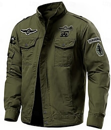 economico -Per uomo Animale Divertente Giacca Cargo Giacca a vento Giacca militare Pratico Casual All'aperto Campeggio & Escursionismo Ricamato Tasche Laterali Cerniera Frontale Autunno Inverno Collo alla