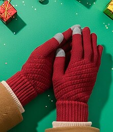billiga -Dam vintertermohandskar med pekskärm, fleecefodrade stickade varma handskar för jul, utomhuskläder för kallt väder och julklappar