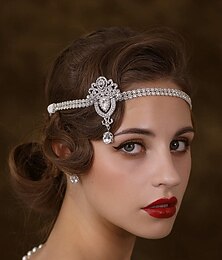 halpa -Naisten 1920-luvun strassikivinen nilkkupanta - vintage-kristallihelmillä koristeltu Gatsby-hiusasuste retrojuhliin, häihin tai naamiaisjuhliin
