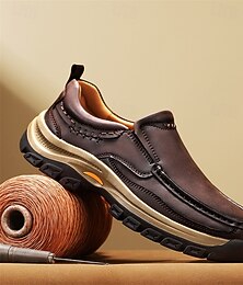 economico -stivaletti da uomo in similpelle color cuoio: eleganti con dettagli cuciti e suola antiscivolo, perfetti per escursioni, avventure all'aria aperta e comfort per tutto il giorno