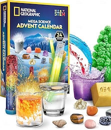 abordables -kit scientifique &Calendrier de l'Avent géant 2025 avec collection de pierres précieuses et 24 jours d'expériences scientifiques &plus pour les projets STEM pour les enfants de 8 à 12 ans