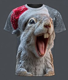 levne -Vánoce Pánské 3D Veverka Tričko Krátký rukáv tričko 3D tisk Tričkový Košile Denní Designové umělecké Dovolená Párty ulice Vodní modrá Tmavě šedá Šedá Celý rok Oblečení S M L XL XXL XXXL