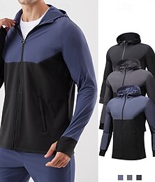 ieftine -Bărbați Jachetă sport Capișon Manșon Lung Topuri Îmbrăcăminte Atletică Bloc Culoare Protecție Solară Ușor Sală de fitness Drumeție A face exerciţii fizice Echipament sportiv Îmbrăcăminte de Sport