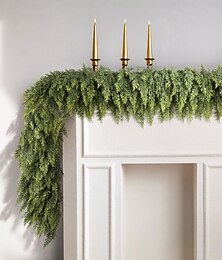 olcso -karácsonyi cédrus girland valósághű, puha vastagságú fenyővel, műzöld műcédrus fenyő girland kandallópárkányhoz beltéri és kültéri ünnepi parti lakberendezéshez
